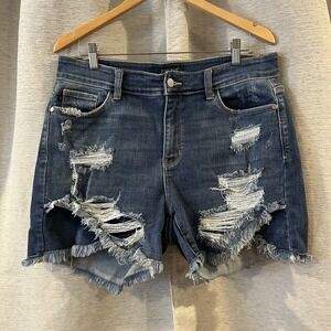 Judy Blue Distressed‎ Tulip Hem Jean Shorts Size 1X Stretch